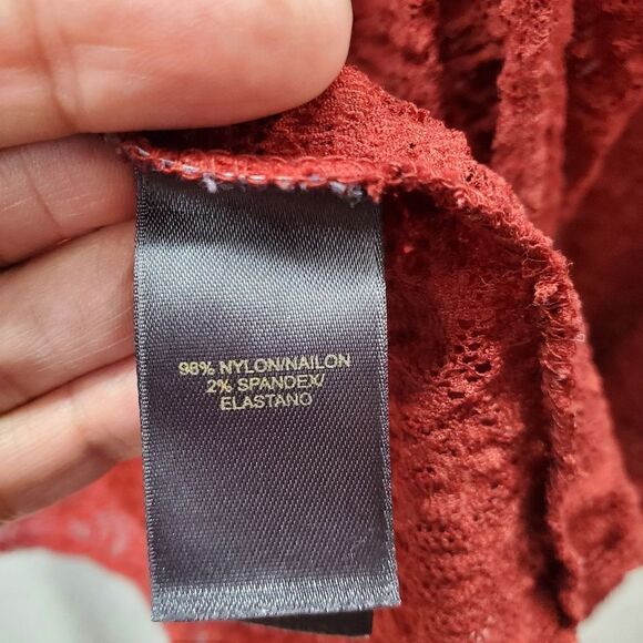 Liz Claiborne Lace Button Down Red Blouse Size Medium - Picture 13 of 16